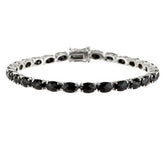 QVC Sterling Silver 13.75 cttw Black Spinel Faceted Oval Tennis Bracelet 7-1/4"