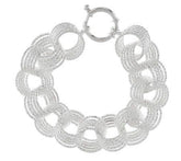 QVC Sterling Silver 6-3/4" Textured Bold Circle Link Bracelet