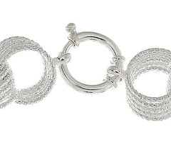 QVC Sterling Silver 6-3/4" Textured Bold Circle Link Bracelet
