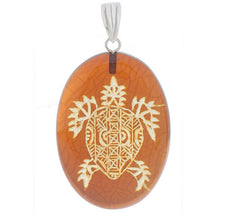 Lee Sands Carved Amber "Turtle" Animal Pendant, 1-1/4"
