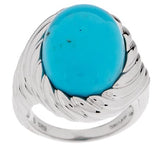 QVC Sterling Silver Bold Turquoise Scroll Design Ring, Size 7
