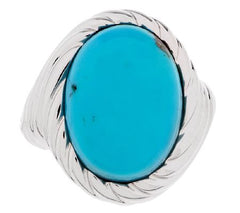 QVC Sterling Silver Bold Turquoise Scroll Design Ring, Size 7