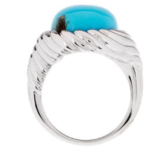 QVC Sterling Silver Bold Turquoise Scroll Design Ring, Size 7