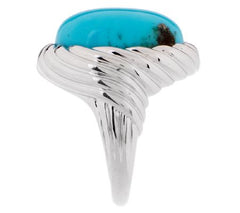 QVC Sterling Silver Bold Turquoise Scroll Design Ring, Size 7
