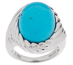 QVC Sterling Silver Bold Turquoise Scroll Design Ring, Size 7