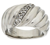 Milor Italy Stainless Steel Silvertone Tapered Ring, Size 5