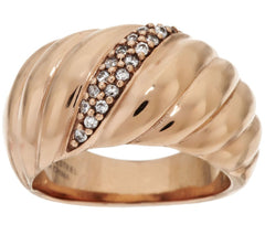 Milor Italy Stainless Steel Rose Goldtone Tapered Ring, Size 9