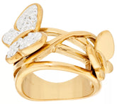 QVC Goldtone Stainless Steel Crystal Butterfly Band Ring Size 5