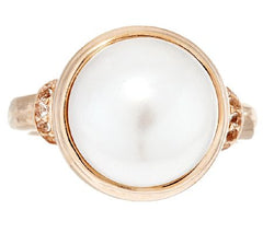 Honora Cultured White Pearl 12.0mm Gemstone Accent Bronze Ring Size 7