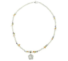 Lee Sands Sterling Silver Hibiscus Flower Beaded Necklace, 17"