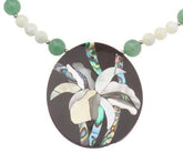 Lee Sands Floral Inlay Pendant Beaded Necklace, 18"