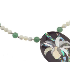 Lee Sands Floral Inlay Pendant Beaded Necklace, 18"