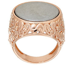 Bronzo Italia 100 Lire Coin Scroll Design Ring, Rose, Size 6