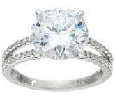 Diamonique 5ct Split Shank Round Solitaire Ring, Platinum Clad Sterling Silver Size 7