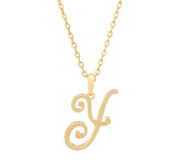 C. Wonder Goldtone Script Initial "Y" Pendant Necklace, 32"