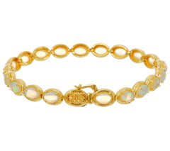 QVC Sterling Silver Goldclad Ethiopian Opal Tennis Bracelet, 6-3/4"