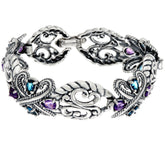 Carolyn Pollack Sterling Silver Multi-Gemstone 6.00 cttw Link Bracelet, 6-3/4"