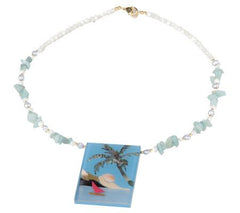 Lee Sands Goldtone Tropical Scene Inlay Necklace, 20"