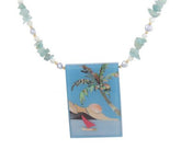 Lee Sands Goldtone Tropical Scene Inlay Necklace, 20"