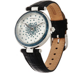 Affinity Blue Diamond Scattered Design Leather Strap Watch 1.00 cttw