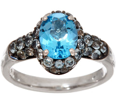 QVC Sterling Silver Blue Topaz Pave' Ring, Size 7