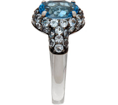QVC Sterling Silver Blue Topaz Pave' Ring, Size 7