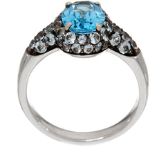 QVC Sterling Silver Blue Topaz Pave' Ring, Size 7
