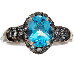 QVC Sterling Silver Blue Topaz Pave' Ring, Size 7