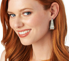 Soko Silvertone Graduated Folded Teardrop Earrings