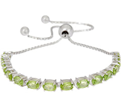 Pulsera ajustable de peridoto verde con gema ovalada de plata de ley de 6,00 cts.