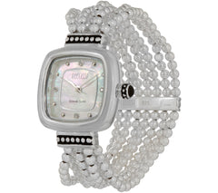 Ecclissi Sterling Silver Square Beaded Stretch Watch, 6-3/4"
