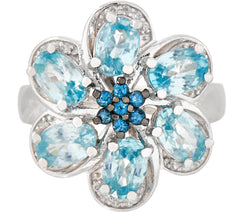 Six Petal Flower Statement Ring, Sterling Silver, Size 11