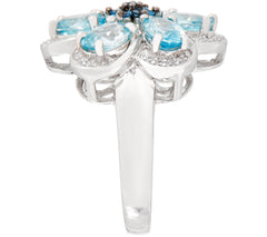 Six Petal Flower Statement Ring, Sterling Silver, Size 11