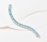 Affinity Cushion Cut Blue Topaz Bold Tennis Bracelet Sterling, 7-1/4"