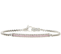 JAI Sterling Silver Diamonique Box Chain Bracelet, 8"