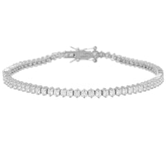 Diamonique Sterling Silver Princess-cut Tennis Bracelet, 7-1/4"