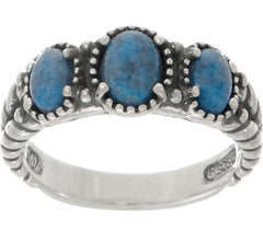 American West Sterling Silver Three Turquoise Friendship Ring, Size 7