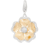 Affinity Diamond Sterling Silver Two-tone Floral Charm,