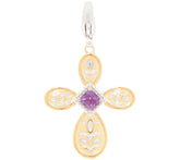 QVC Sterling Silver Diamond & Amethyst Cross Charm,
