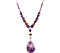 Jodie M. Goldtone Riverwalk Amethyst Y-drop Necklace, 32"