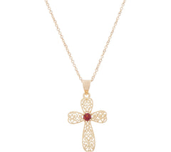 Adi Paz 14K Gold Gemstone Cross Pendant w/ 18" Chain