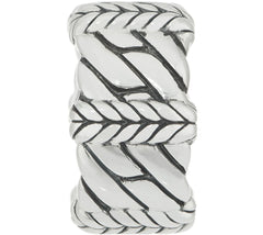 JAI Sterling Silver Basketweave Wide Band Ring Size 6