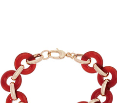 Italian Gold 14K Gold Round Carnelian Bracelet, 8"