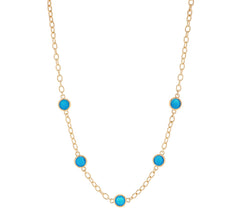 Bronzo Italia 18" Bronze Station Necklace Yellow – Blue Agate Gemstone