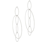 Italian Silver Diamond Cut Marquise Drop Circle Hoop Earrings in Sterling Silver