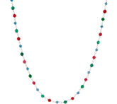 Italian Silver 18" Gemstone Necklace, multicolor
