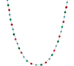Italian Silver 18" Gemstone Necklace, multicolor