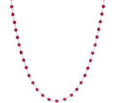 Italian Silver 20" Pink Quartzite Gemstone Necklace, Sterling Silver