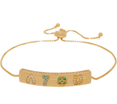 Melinda Maria Gold Tone Pave Bar Adjustable Friendship Bracelet