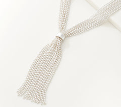 Joan Rivers Shimmering Multi-Strand 32" Tassel Necklace Silvertone